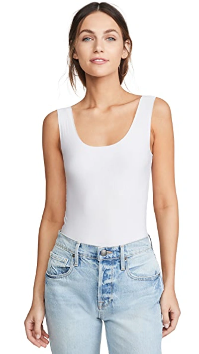 Commando Luxury Rib Racerback Tank Bodysuit In White