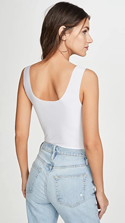 Commando Luxury Rib Racerback Tank Bodysuit In White