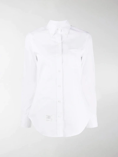 Shop Thom Browne Logo-patch Longsleeved Shirt In White