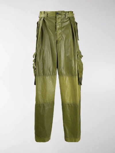 Shop Dries Van Noten Panelled Cargo Trousers In Green