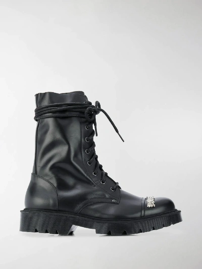Shop Vetements Combat Ankle Boots In Black