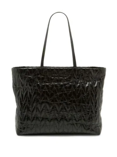 Shop Miu Miu Women's Large Matelassé Patent Leather Tote In Black