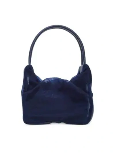 Shop Staud Felix Ruched Top Handle Bag In Midnight