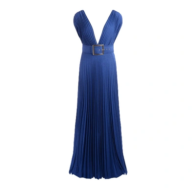 Shop Elisabetta Franchi Celyn B. Elisabetta Franchi Dress In Cobalt Blue Lurex