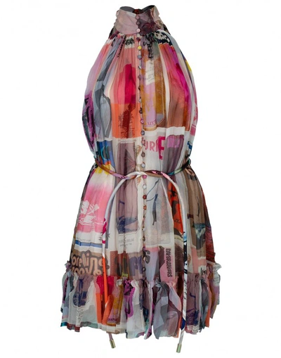 Shop Zimmermann Wavelength High Collar Mini Dress In Pinkpstr
