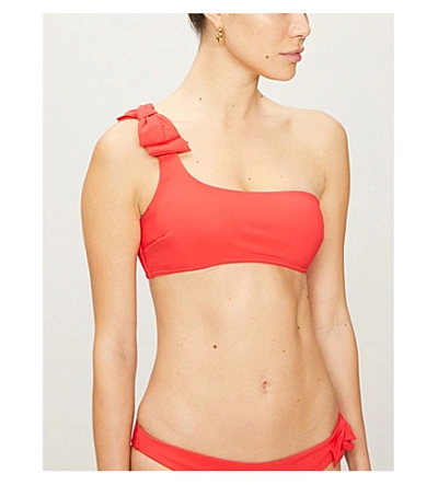 Shop Zimmermann Zinnia One-shoulder Bikini In Scarlet