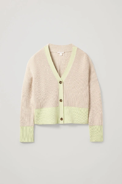 Shop Cos Jacquard Knit Cardigan In Yellow