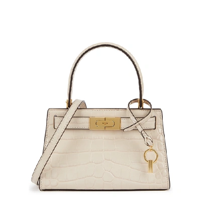 Tory Burch Lee Radziwill Petite Ivory Leather Top Handle Bag In Beige ...