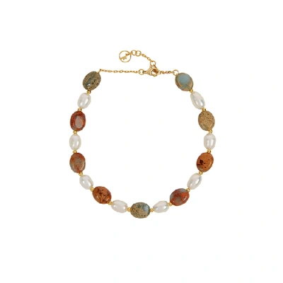Shop Anissa Kermiche Serpent Beaded Gold-plated Anklet