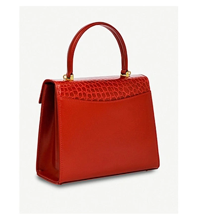 Shop Launer Traviata Leather Tote In Rouge Cerise