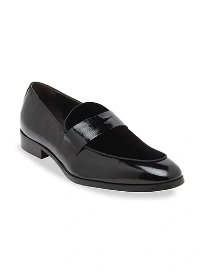 Shop Bruno Magli Juno Patent Leather & Velvet Loafers In Black