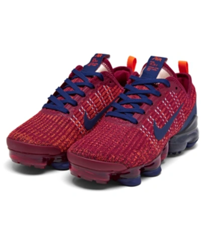 Shop Nike Big Boys' Air Vapormax Flyknit 3 Running Sneakers From Finish Line In Noblrd/blvoid
