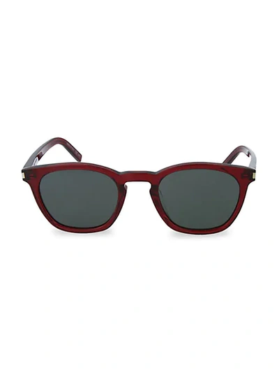 Shop Saint Laurent Core 49mm Square Sunglasses In Red Grey
