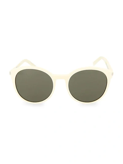 Shop Saint Laurent Panthos 54mm Sunglasses In Ivory