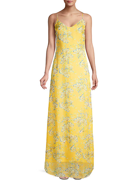 yellow chiffon maxi dress