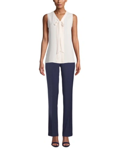 Shop Anne Klein V-neck Bow-detail Blouse In Anne White