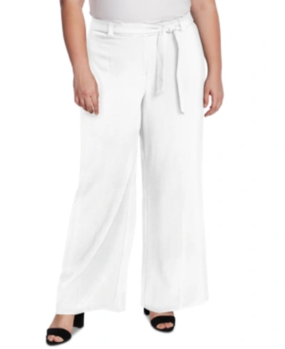 Shop Vince Camuto Plus Size Twill Wide-leg Pants In White