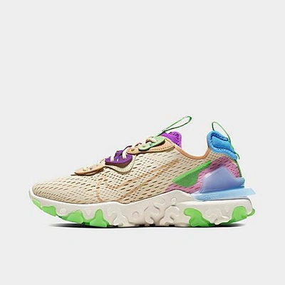 Shop Nike Women's React Vision Running Shoes In Fossil/vivid Purple/green Strike/vachetta Tan