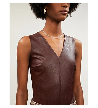 Shop Commando V-neck Faux-leather Body In Oxblood