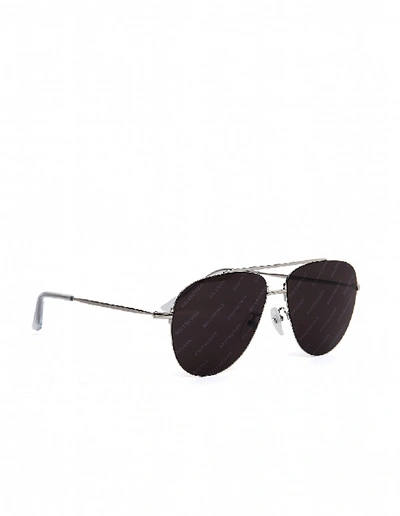 Shop Balenciaga Invisible Aviator Logo Sunglasses In Black