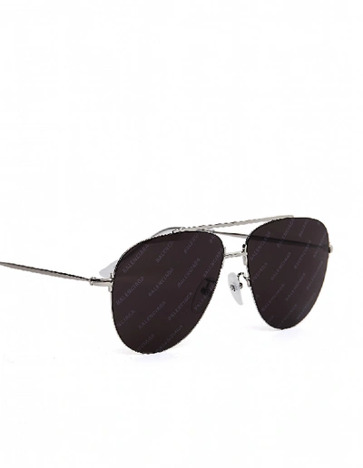 Shop Balenciaga Invisible Aviator Logo Sunglasses In Black