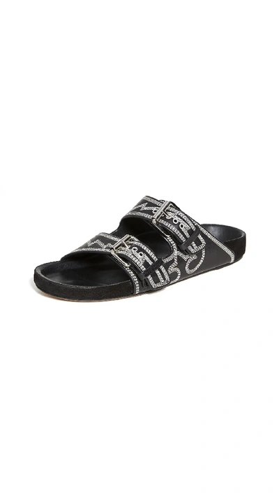 Shop Isabel Marant Lennyo Sandals In Black/ecru
