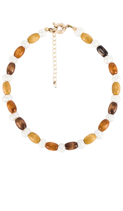 Shop Donni Wood Pearl Choker In Tricolor Wood