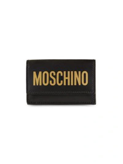 Shop Moschino Women's Logo Leather Wallet In Black