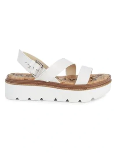 Shop Sam Edelman Rasheed Leather Flatform Slingback Sandals In White