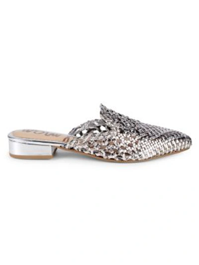 Shop Sam Edelman Clara Metallic Leather Mules In Silver