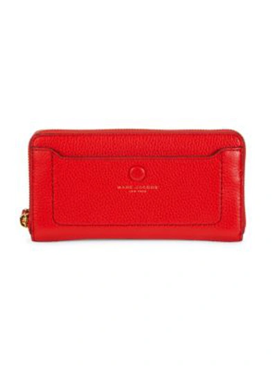 Shop Marc Jacobs Empire City Leather Continental Wallet In Rosey Red