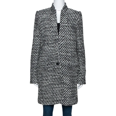 Pre-owned Stella Mccartney Monochrome Tweed Bryce Coat M In Black