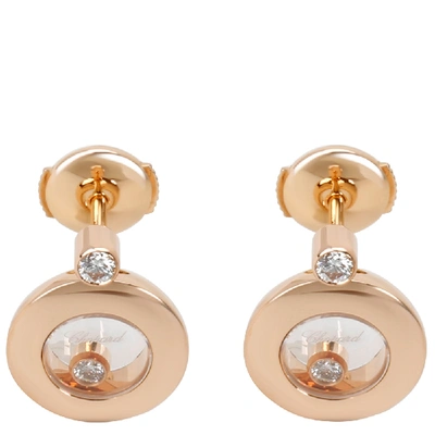 Pre-owned Chopard Happy Diamonds 0.18 Ctw 18k Rose Gold Earrings