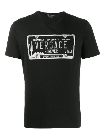 Shop Versace Registration Plate T-shirt In Black