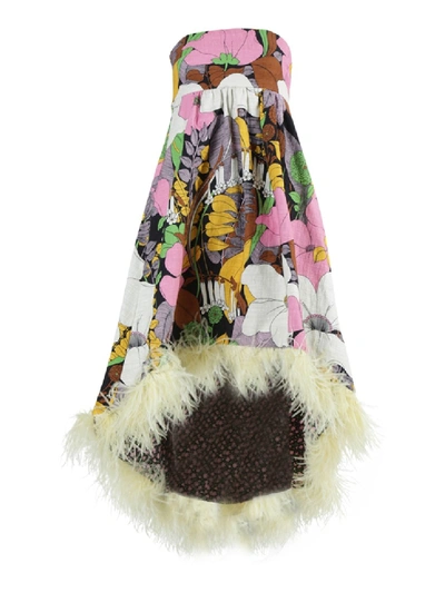 Shop La Doublej Multicolored Floral Feather Midi Dress