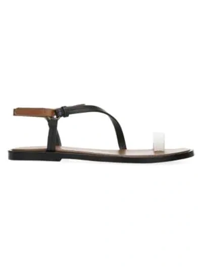 Shop Vince Perrigan Leather Toe Strap Sandals In Black Tan