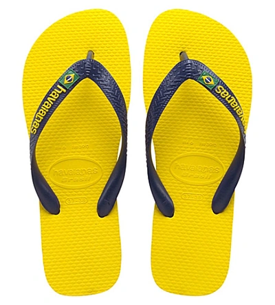 Shop Havaianas Brazil Logo Rubber Flip-flops In Citrus Yellow
