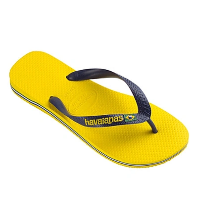 Shop Havaianas Brazil Logo Rubber Flip-flops In Citrus Yellow