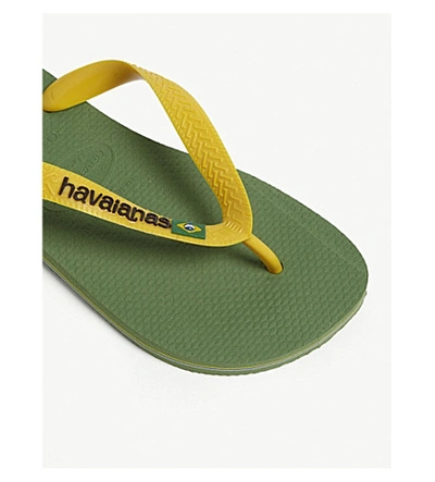 Shop Havaianas Brazil Logo Rubber Flip-flops In Green Bamboo