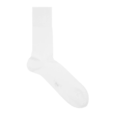 Shop Falke Tiago Stretch-cotton Socks In White