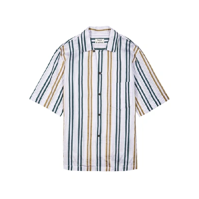 Shop Acne Studios Striped Cotton-blend Shirt In Green