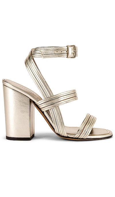 Shop Alumnae Stitched Mignon Block Heel In Metallic Platino