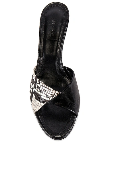 ALUMNAE FOLDED SLIDE ON NOTCHED HEEL – PYTHON & BLACK