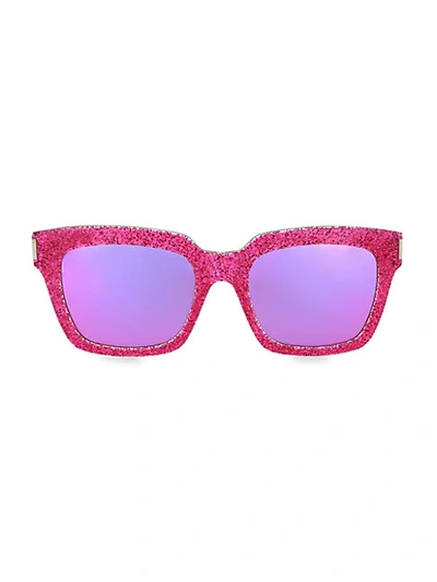 Shop Saint Laurent 54mm Square Core Sunglasses In Fuchsia
