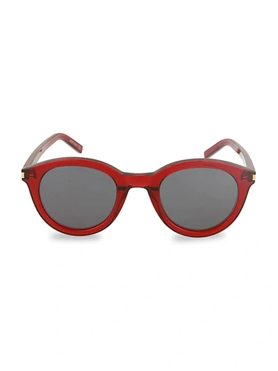 Shop Saint Laurent 48mm Pantos Core Sunglasses In Shiny Red