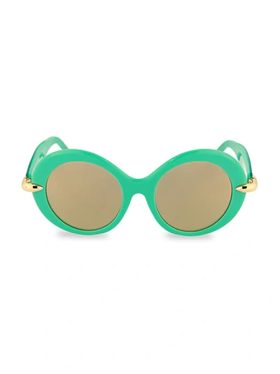 Shop Pomellato 51mm Oval Sunglasses In Turquoise
