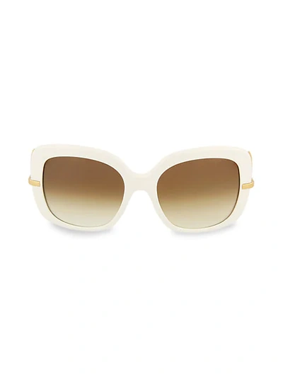 Shop Boucheron 54mm Cat Eye Sunglasses In White Gold
