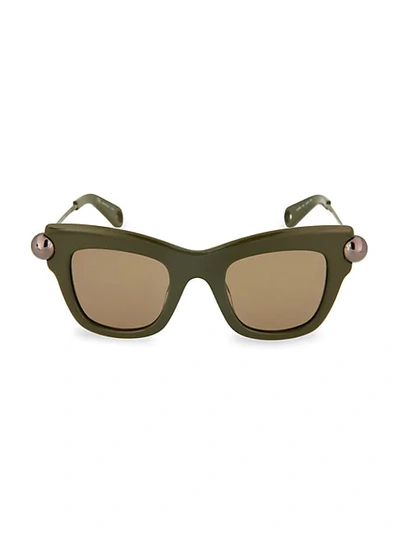 Shop Christopher Kane 46mm Square Sunglasses In Green Brown