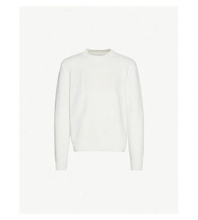 Shop Maison Margiela Crewneck Cotton-blend Knitted Jumper In White