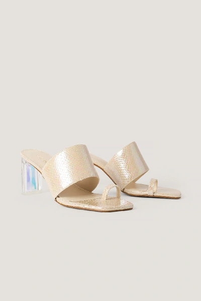 Shop Mango Tran Sandals - Offwhite In Nude